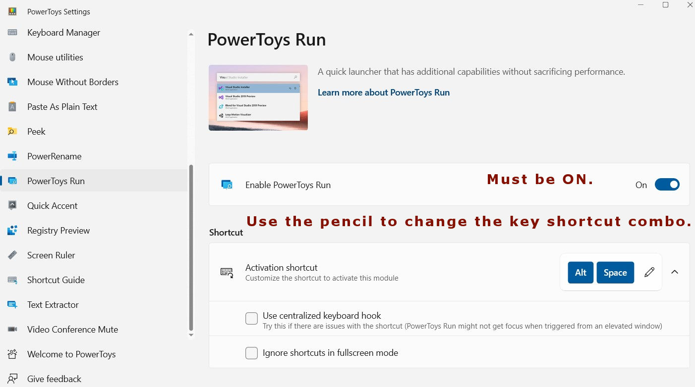 Microsoft Power Toys Run